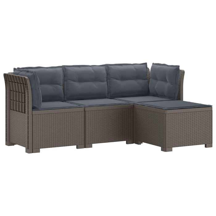 Sofa de Grădină 4-Locuri cu Perne Aspect Ratan PP Gri deschis WALTI