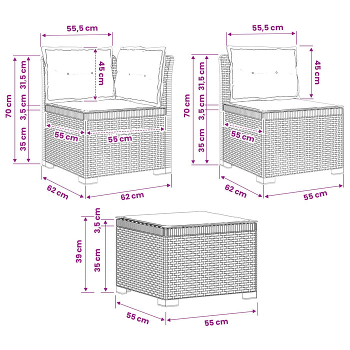 Sofa de Grădină 4-Locuri cu Perne Aspect Ratan PP Gri deschis WALTI