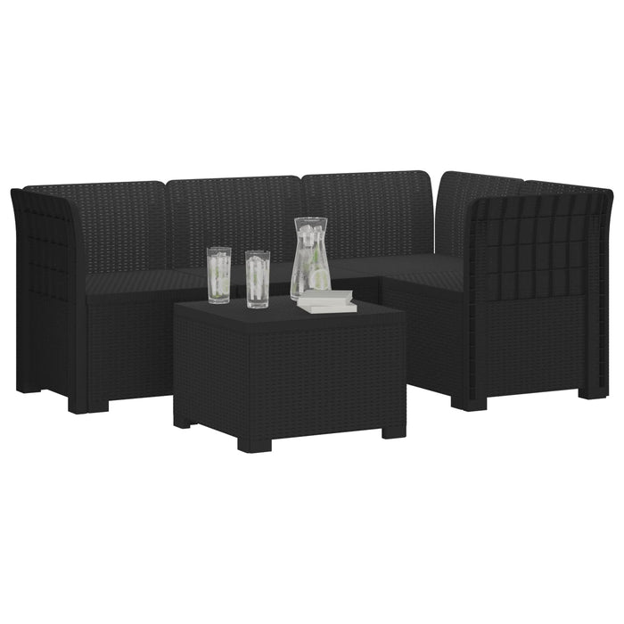 Sofa de Grădină 4-Locuri Aspect Ratan PP Antracit WALTI