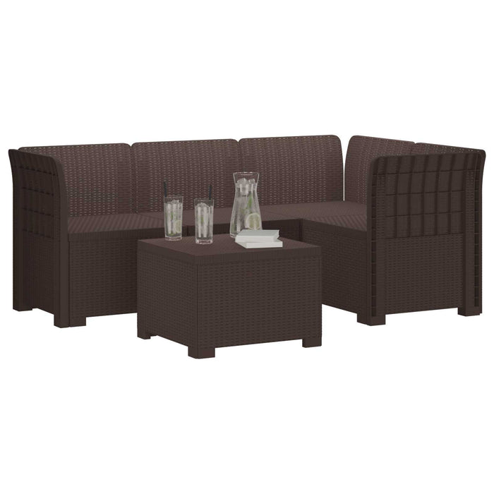Sofa de Grădină 4-Locuri Aspect Ratan PP Maro WALTI