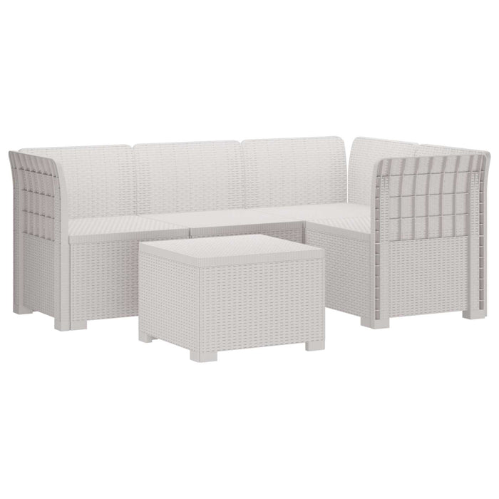 Sofa de Grădină 4-Locuri Aspect Ratan PP Alb WALTI