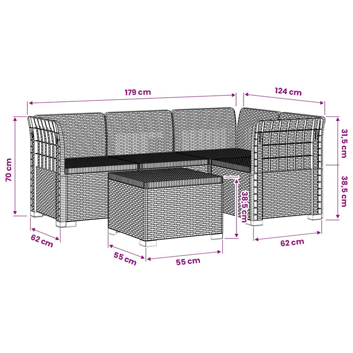 Sofa de Grădină 4-Locuri Aspect Ratan PP Alb WALTI