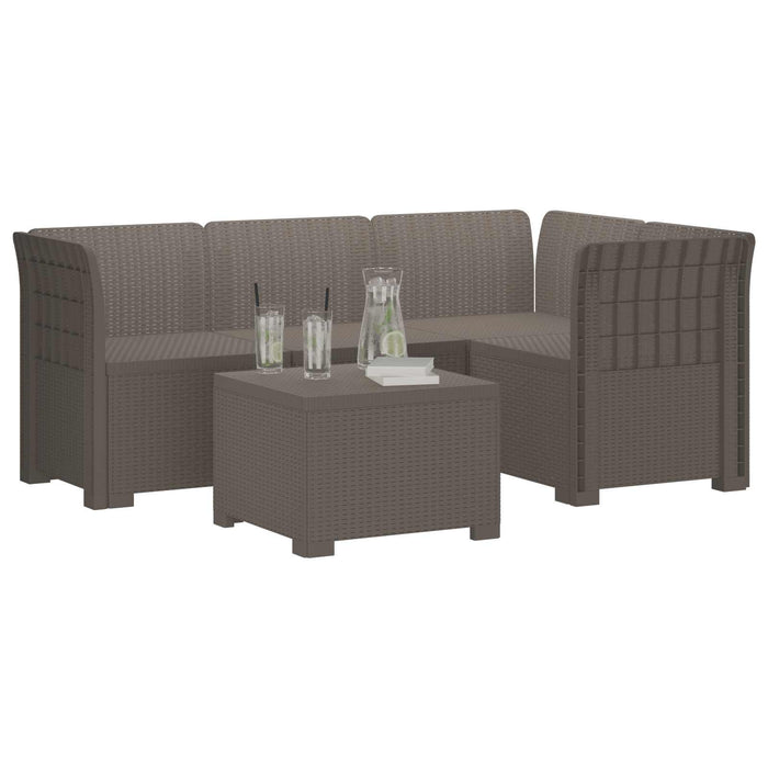 Sofa de Grădină 4-Locuri Aspect Ratan PP Gri deschis WALTI