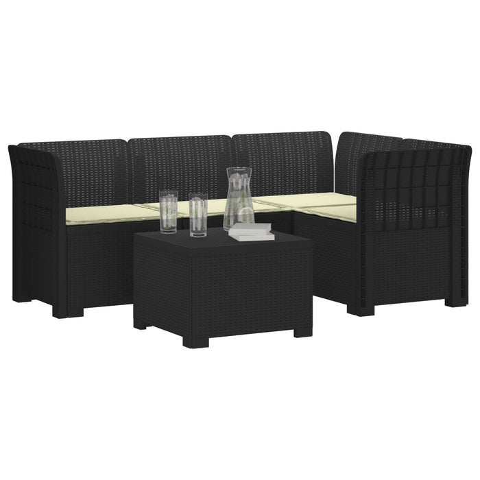 Sofa de Grădină 4-Locuri cu Perne Aspect Ratan PP Antracit WALTI
