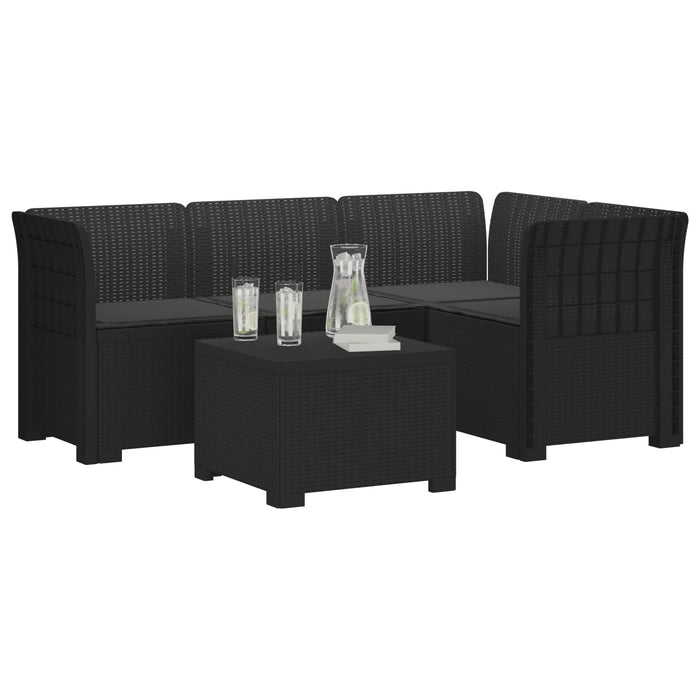 Sofa de Grădină 4-Locuri cu Perne Aspect Ratan PP Antracit WALTI