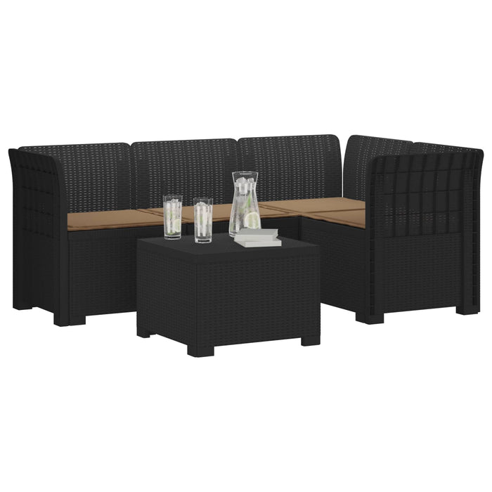 Sofa de Grădină 4-Locuri cu Perne Aspect Ratan PP Antracit WALTI