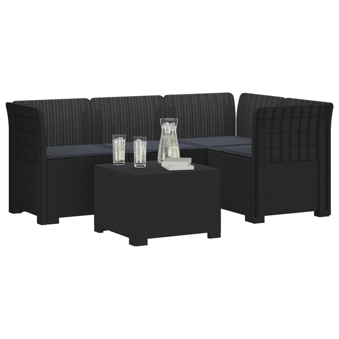 Sofa de Grădină 4-Locuri cu Perne Aspect Ratan PP Antracit WALTI