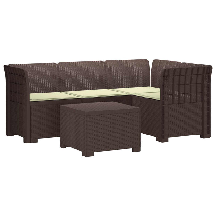 Sofa de Grădină 4-Locuri cu Perne Aspect Ratan PP Maro WALTI