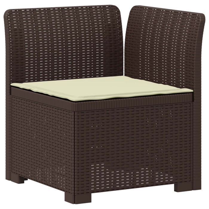 Sofa de Grădină 4-Locuri cu Perne Aspect Ratan PP Maro WALTI