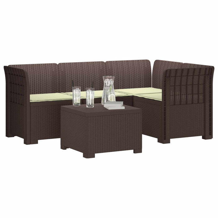 Sofa de Grădină 4-Locuri cu Perne Aspect Ratan PP Maro WALTI