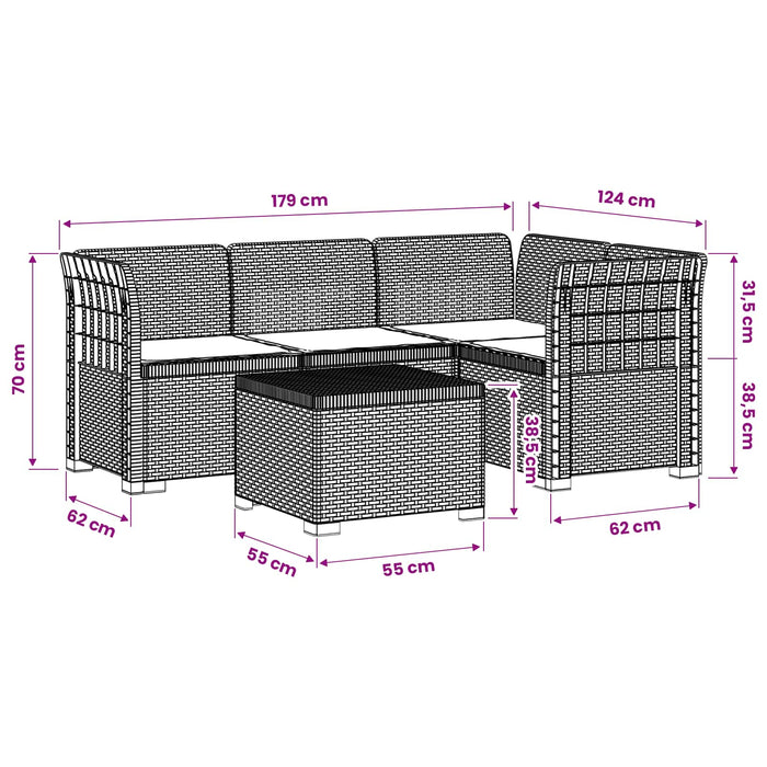 Sofa de Grădină 4-Locuri cu Perne Aspect Ratan PP Maro WALTI