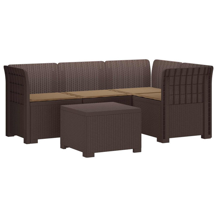 Sofa de Grădină 4-Locuri cu Perne Aspect Ratan PP Maro WALTI