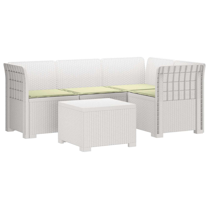 Sofa de Grădină 4-Locuri cu Perne Aspect Ratan PP Alb WALTI