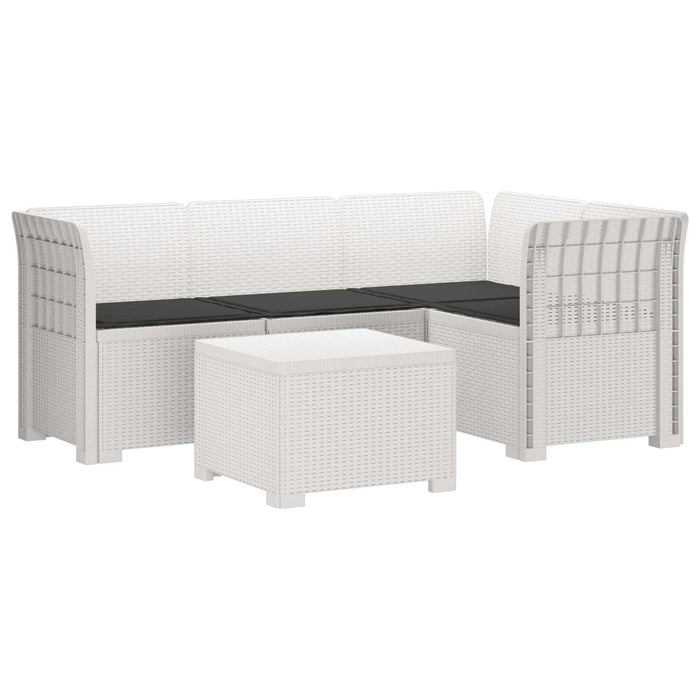 Sofa de Grădină 4-Locuri cu Perne Aspect Ratan PP Alb WALTI