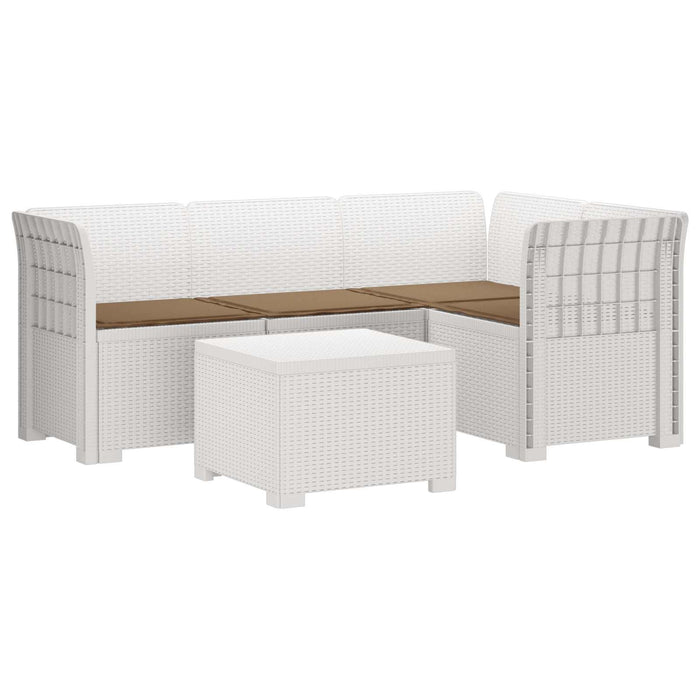 Sofa de Grădină 4-Locuri cu Perne Aspect Ratan PP Alb WALTI