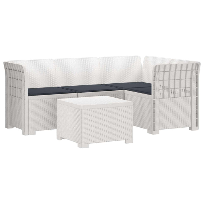 Sofa de Grădină 4-Locuri cu Perne Aspect Ratan PP Alb WALTI