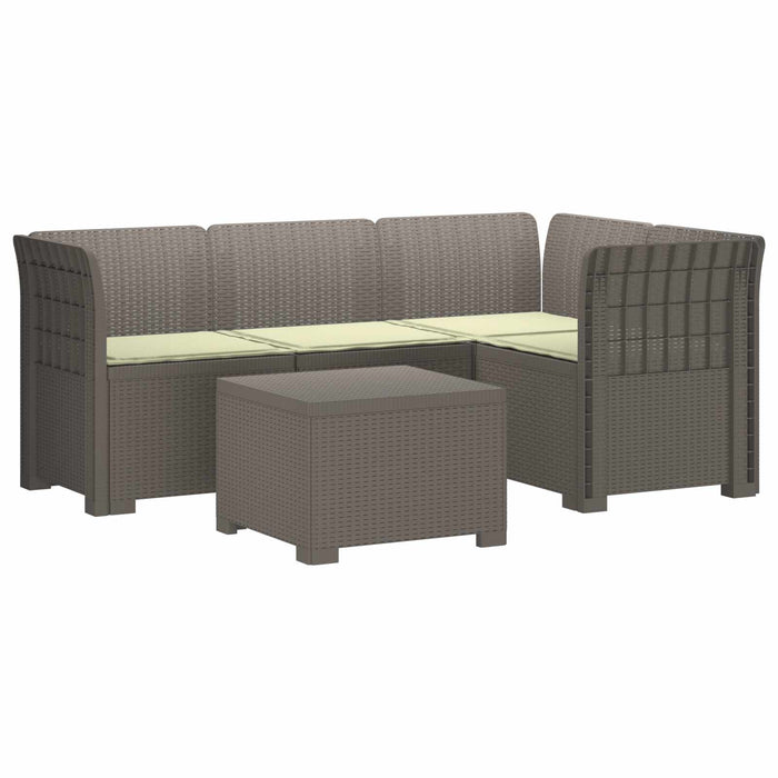 Sofa de Grădină 4-Locuri cu Perne Aspect Ratan PP Gri deschis WALTI