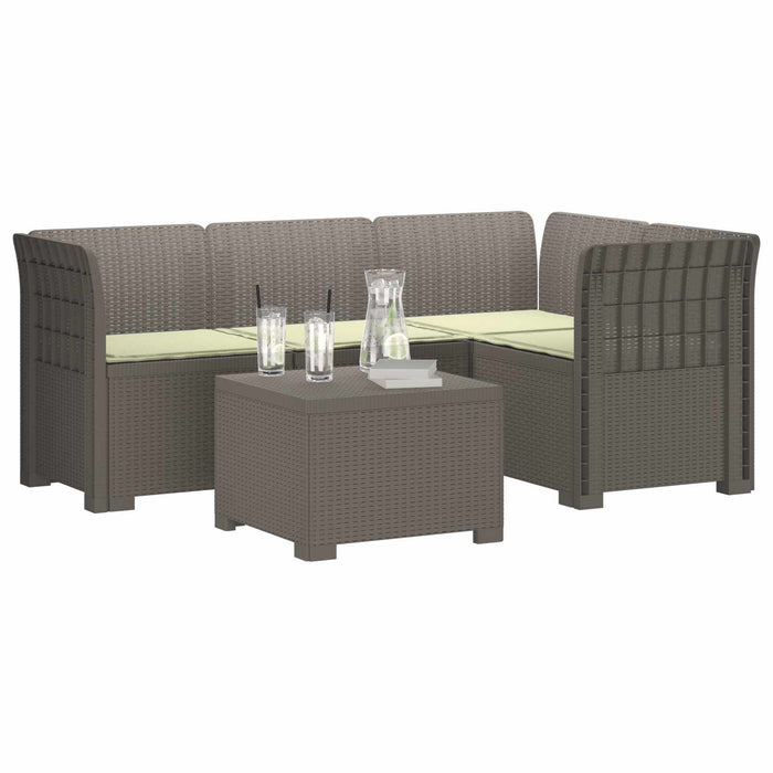 Sofa de Grădină 4-Locuri cu Perne Aspect Ratan PP Gri deschis WALTI