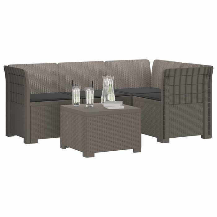 Sofa de Grădină 4-Locuri cu Perne Aspect Ratan PP Gri deschis WALTI