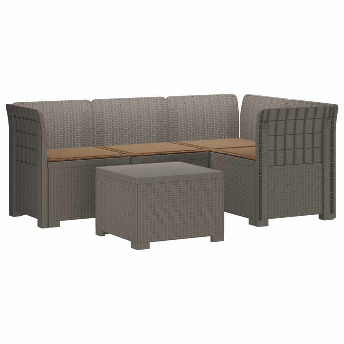 Sofa de Grădină 4-Locuri cu Perne Aspect Ratan PP Gri deschis WALTI