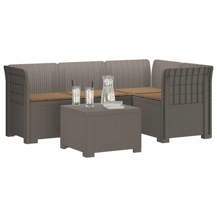 Sofa de Grădină 4-Locuri cu Perne Aspect Ratan PP Gri deschis WALTI