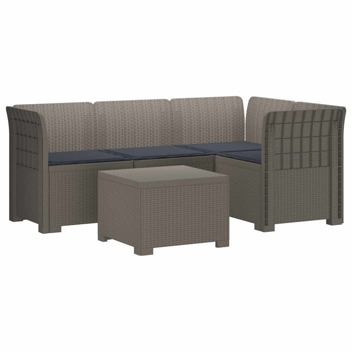 Sofa de Grădină 4-Locuri cu Perne Aspect Ratan PP Gri deschis WALTI