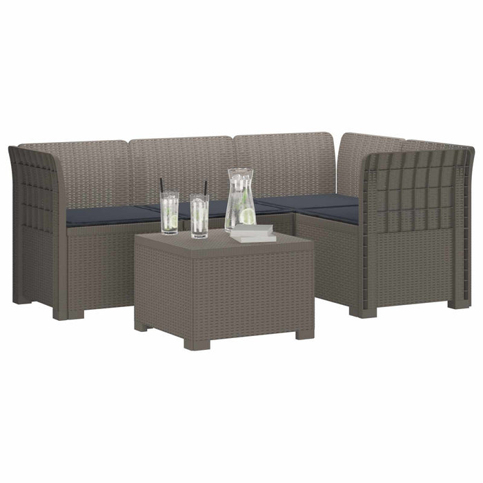 Sofa de Grădină 4-Locuri cu Perne Aspect Ratan PP Gri deschis WALTI