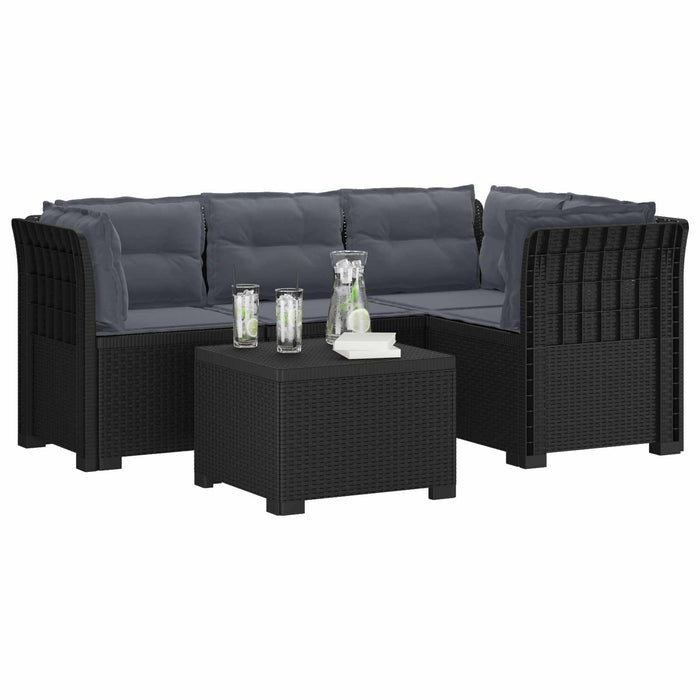 Sofa de Grădină 4-Locuri cu Perne Aspect Ratan PP Antracit WALTI
