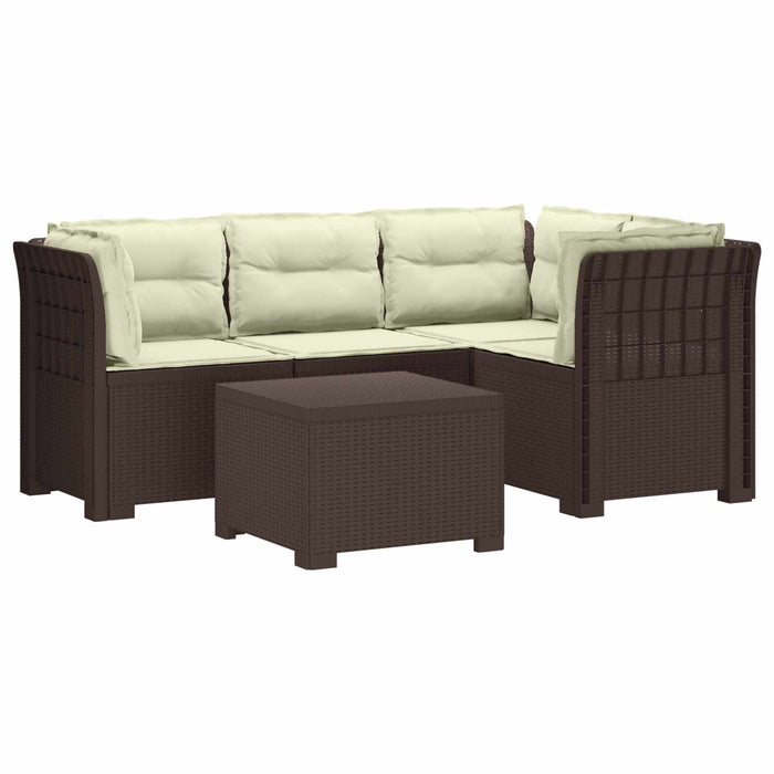 Sofa de Grădină 4-Locuri cu Perne Aspect Ratan PP Maro WALTI