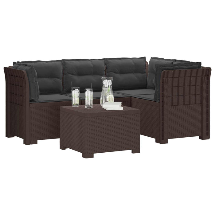 Sofa de Grădină 4-Locuri cu Perne Aspect Ratan PP Maro WALTI