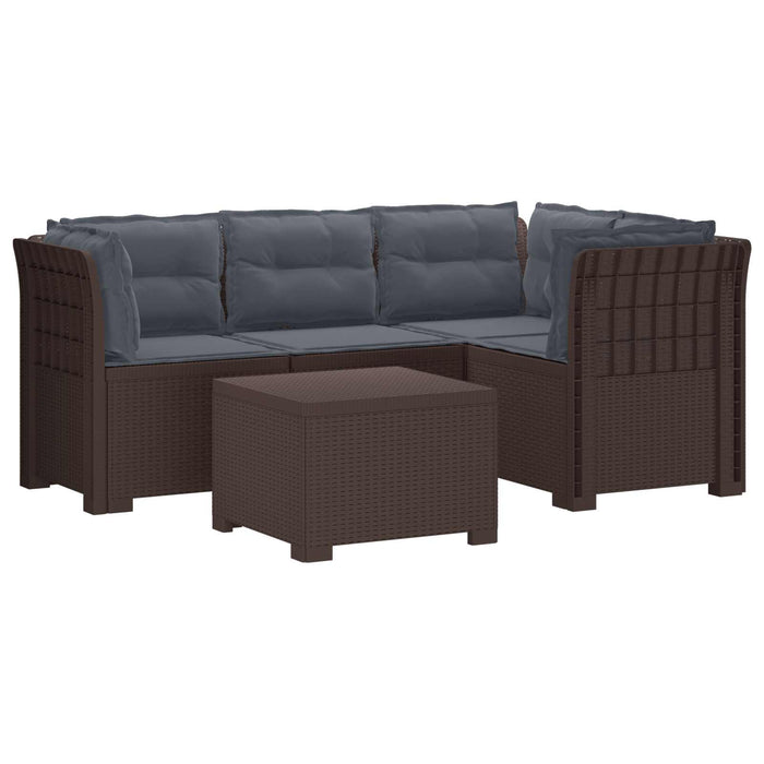 Sofa de Grădină 4-Locuri cu Perne Aspect Ratan PP Maro WALTI