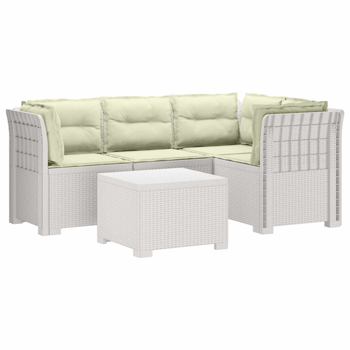Sofa de Grădină 4-Locuri cu Perne Aspect Ratan PP Alb WALTI