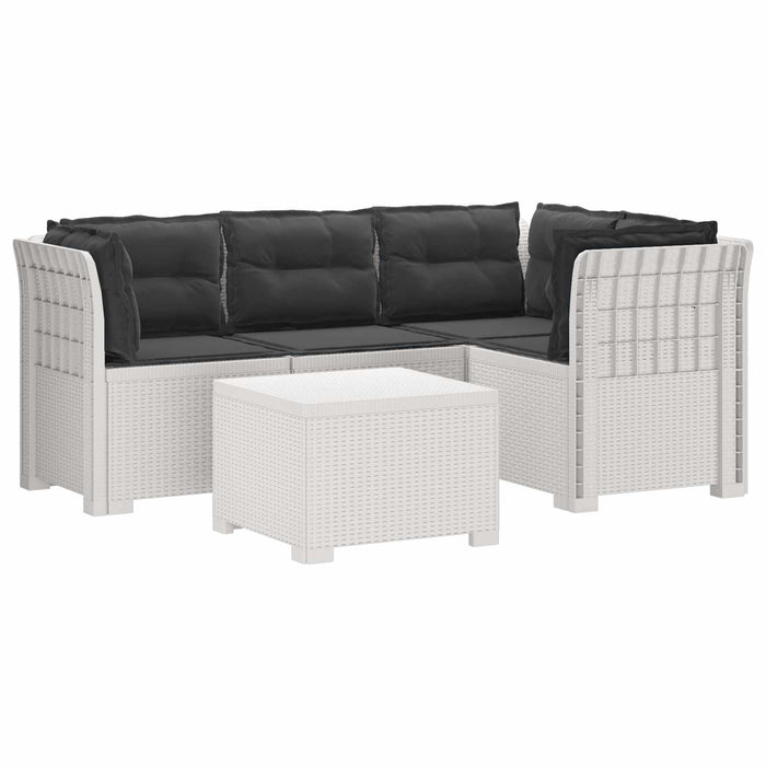 Sofa de Grădină 4-Locuri cu Perne Aspect Ratan PP Alb WALTI