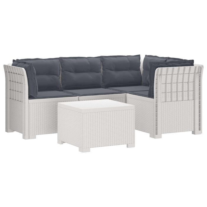 Sofa de Grădină 4-Locuri cu Perne Aspect Ratan PP Alb WALTI
