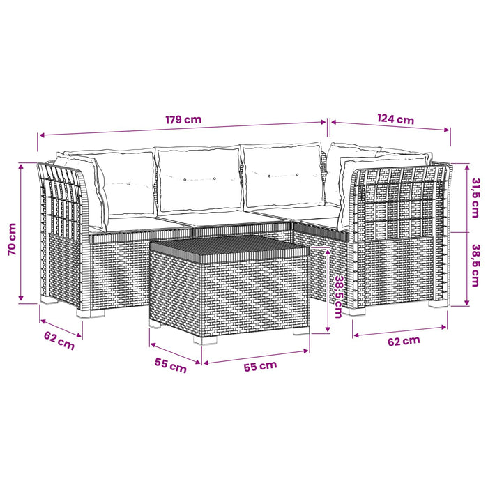 Sofa de Grădină 4-Locuri cu Perne Aspect Ratan PP Alb WALTI