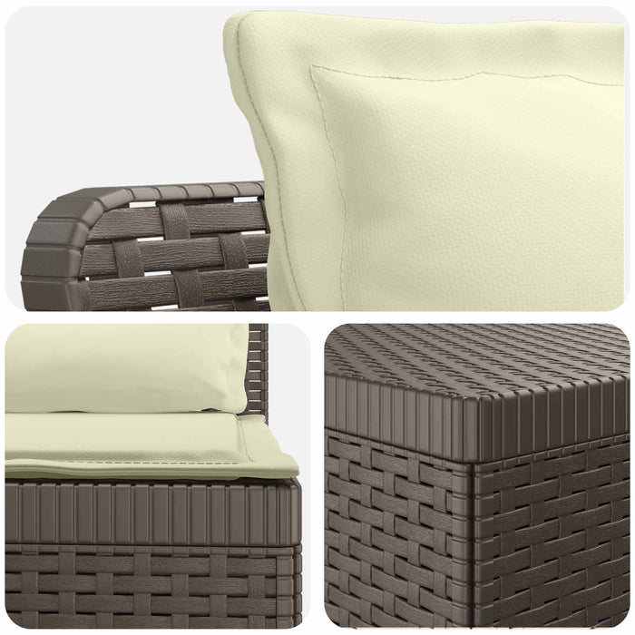 Sofa de Grădină 4-Locuri cu Perne Aspect Ratan PP Gri deschis WALTI