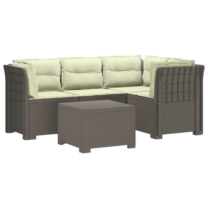 Sofa de Grădină 4-Locuri cu Perne Aspect Ratan PP Gri deschis WALTI