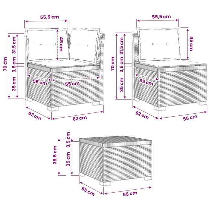 Sofa de Grădină 4-Locuri cu Perne Aspect Ratan PP Gri deschis WALTI