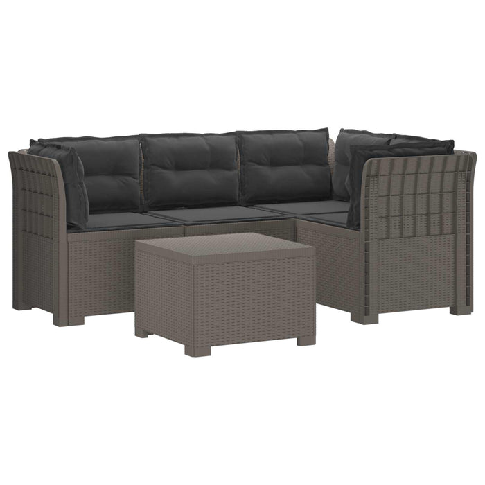 Sofa de Grădină 4-Locuri cu Perne Aspect Ratan PP Gri deschis WALTI
