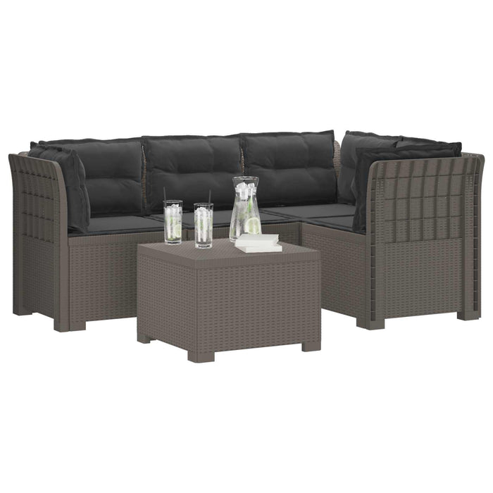Sofa de Grădină 4-Locuri cu Perne Aspect Ratan PP Gri deschis WALTI