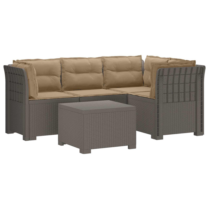 Sofa de Grădină 4-Locuri cu Perne Aspect Ratan PP Gri deschis WALTI