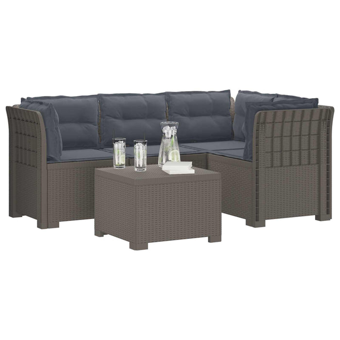 Sofa de Grădină 4-Locuri cu Perne Aspect Ratan PP Gri deschis WALTI