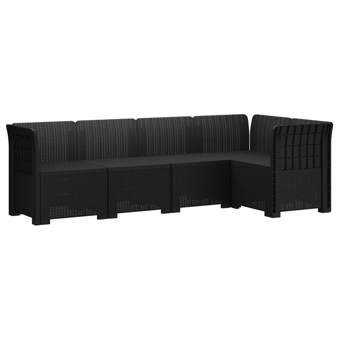 Sofa de grădină cu 5 locuri aspect rattan PP Antracit WALTI