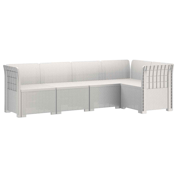 Sofa de grădină cu 5 locuri aspect rattan PP Alb WALTI