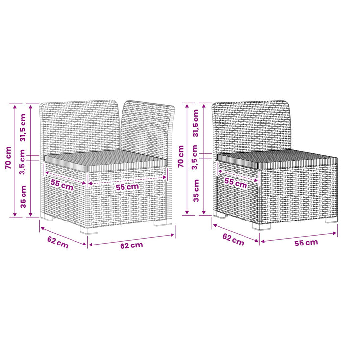 Sofa de grădină cu 5 locuri aspect rattan PP Alb WALTI