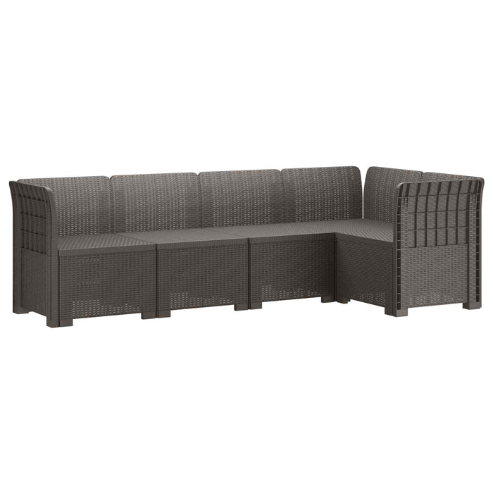 Sofa de grădină cu 5 locuri aspect rattan PP Gri deschis WALTI