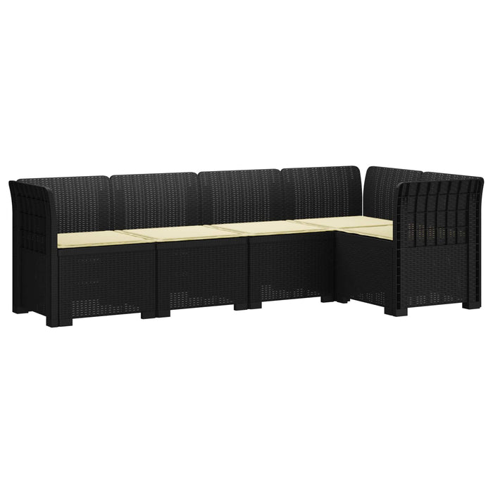 Sofa de grădină cu 5 locuri cu perne aspect rattan PP Antracit WALTI