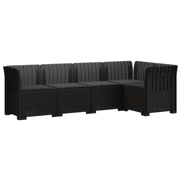 Sofa de grădină cu 5 locuri cu perne aspect rattan PP Antracit WALTI