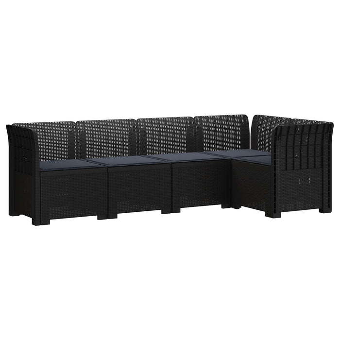 Sofa de grădină cu 5 locuri cu perne aspect rattan PP Antracit WALTI