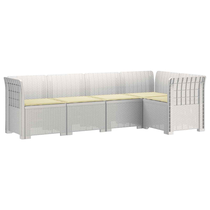 Sofa de grădină cu 5 locuri cu perne aspect rattan PP Alb WALTI